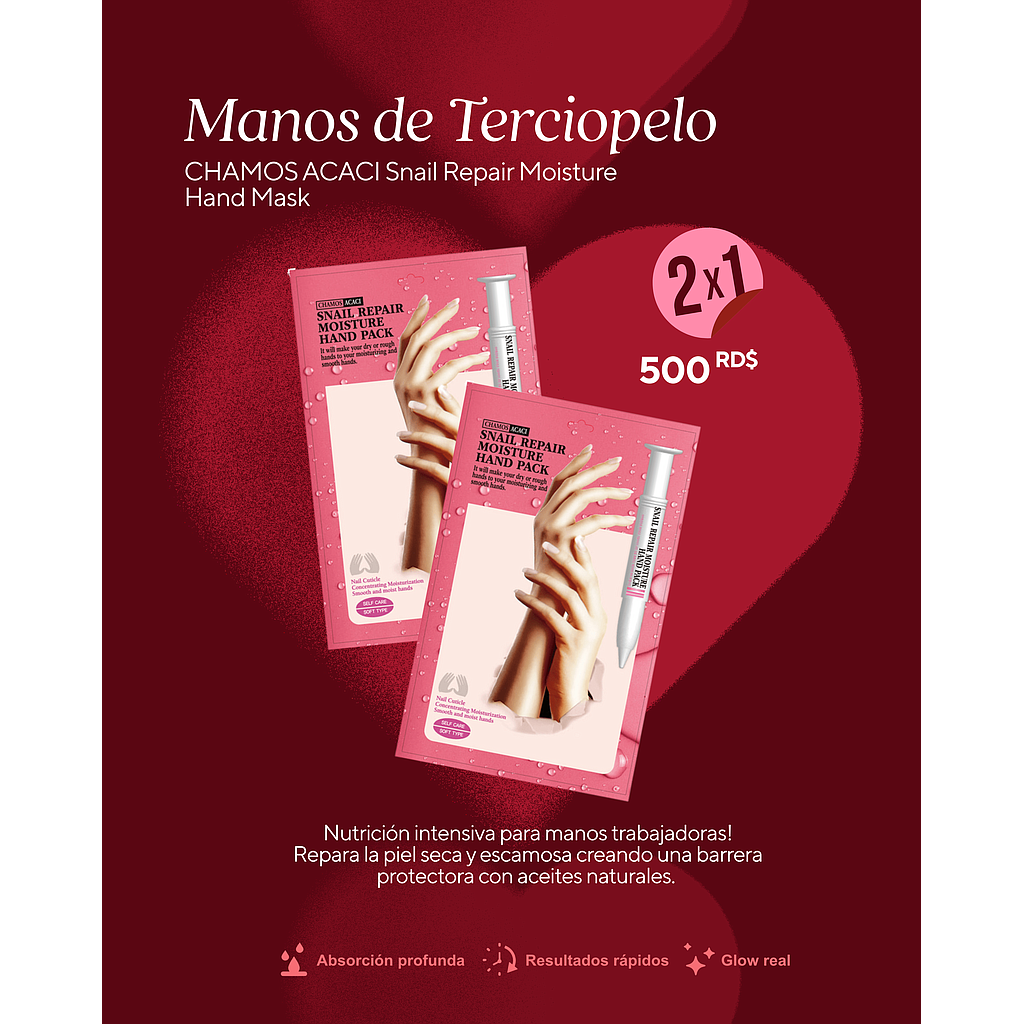CHAMOS ACACI Snail Repair Moisture Hand Mask